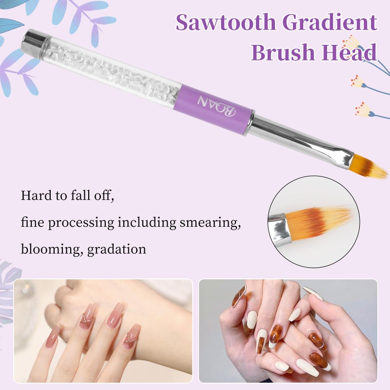 BQAN 1Pcs Nail Ombre Brush Nail Art Gradient Painting Brush With Rhinestone Handle For Nail Design, For Gel Nails - Image 3